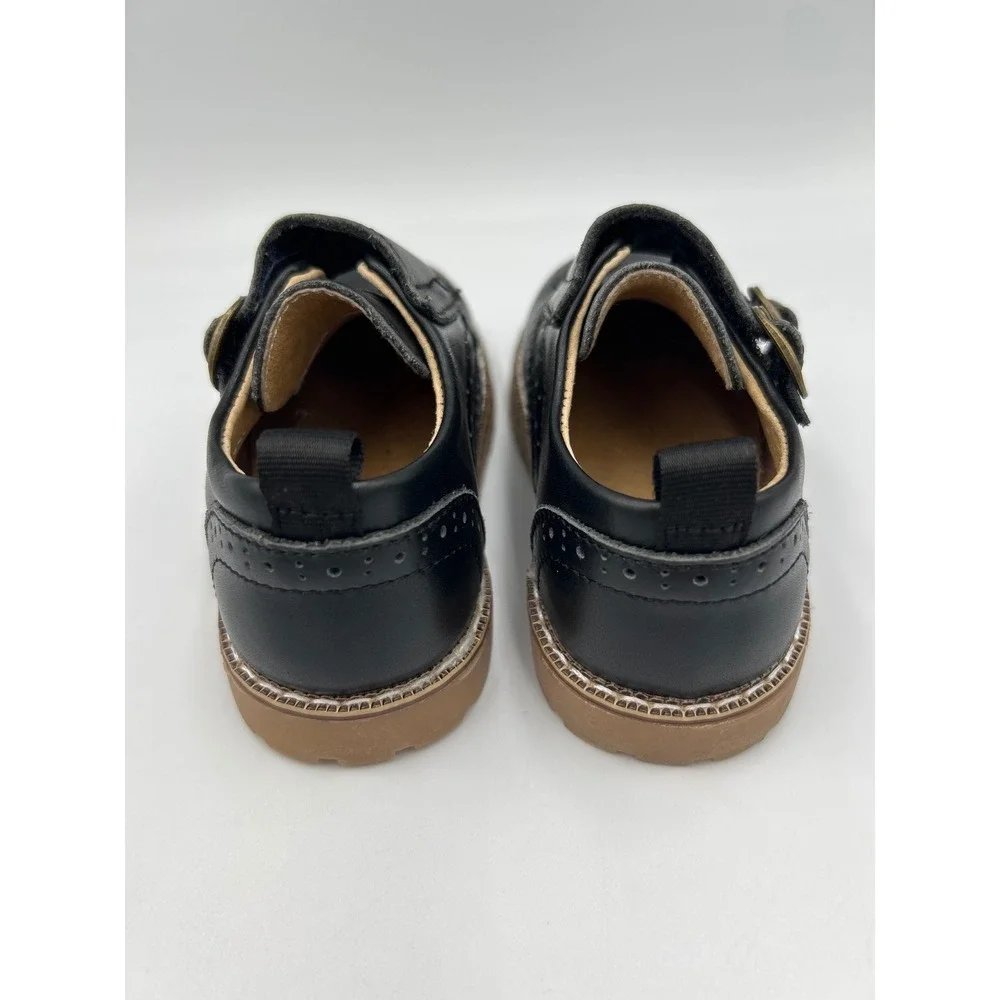 CCTWINS Kids Black Wingtip Brogue Double Monk Strap Dress Shoes Size 23 165